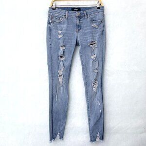 Aero Women's Low Rise Skinny Jeans Light Wash Distressed size 8 length 29"